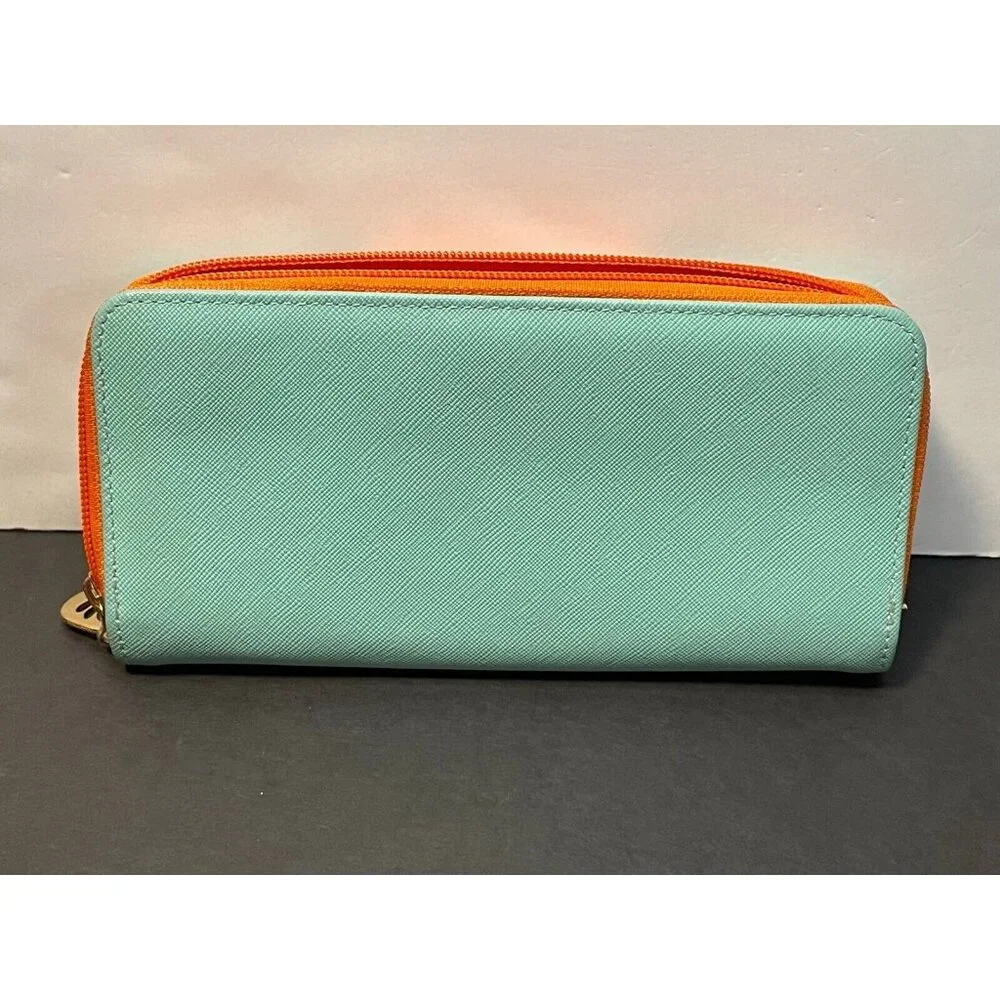 Shinzi Katoh clutch purse wallet canvas zipper blue - Picture 3 of 9